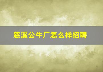 慈溪公牛厂怎么样招聘