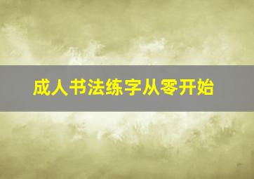 成人书法练字从零开始