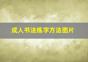 成人书法练字方法图片