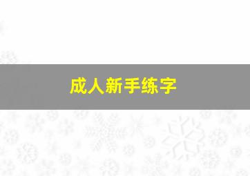 成人新手练字