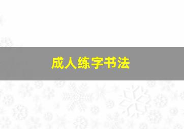 成人练字书法