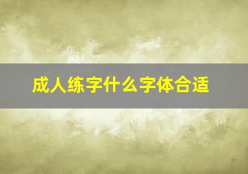 成人练字什么字体合适