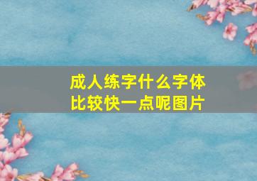 成人练字什么字体比较快一点呢图片