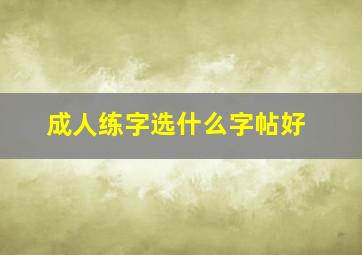 成人练字选什么字帖好