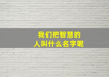 我们把智慧的人叫什么名字呢