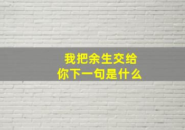 我把余生交给你下一句是什么