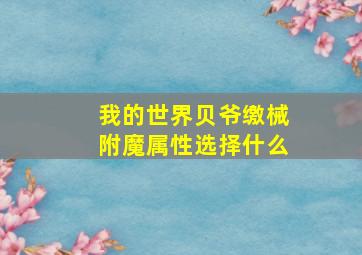 我的世界贝爷缴械附魔属性选择什么