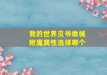 我的世界贝爷缴械附魔属性选择哪个