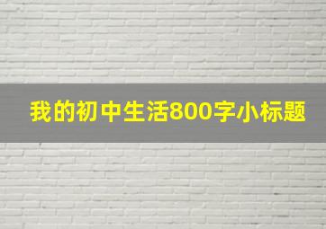 我的初中生活800字小标题