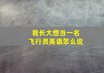 我长大想当一名飞行员英语怎么说