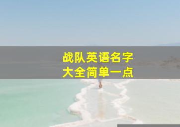 战队英语名字大全简单一点