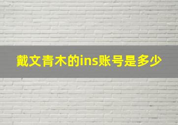 戴文青木的ins账号是多少