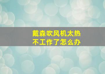 戴森吹风机太热不工作了怎么办