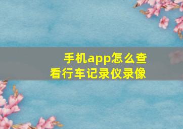 手机app怎么查看行车记录仪录像