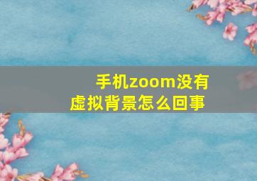 手机zoom没有虚拟背景怎么回事