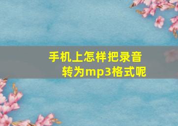 手机上怎样把录音转为mp3格式呢