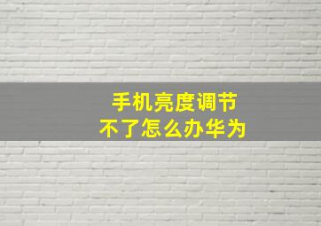 手机亮度调节不了怎么办华为