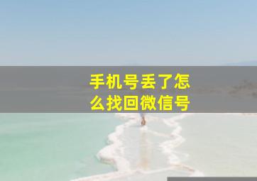 手机号丢了怎么找回微信号