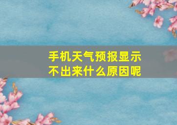 手机天气预报显示不出来什么原因呢