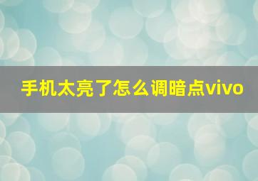 手机太亮了怎么调暗点vivo