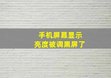 手机屏幕显示亮度被调黑屏了