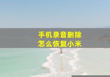 手机录音删除怎么恢复小米