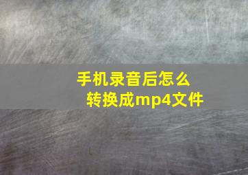 手机录音后怎么转换成mp4文件