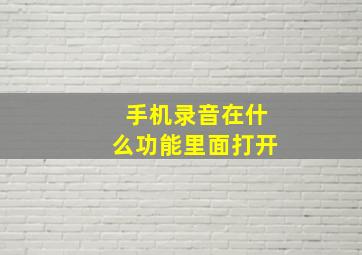 手机录音在什么功能里面打开