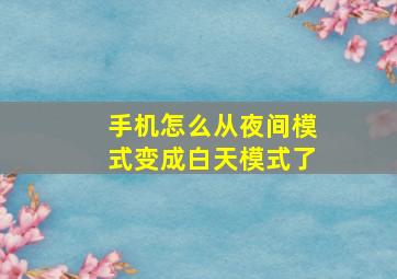 手机怎么从夜间模式变成白天模式了