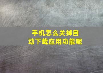 手机怎么关掉自动下载应用功能呢