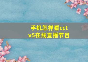 手机怎样看cctv5在线直播节目