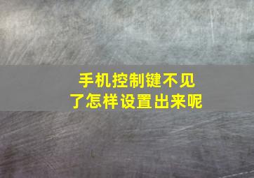 手机控制键不见了怎样设置出来呢