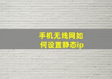 手机无线网如何设置静态ip