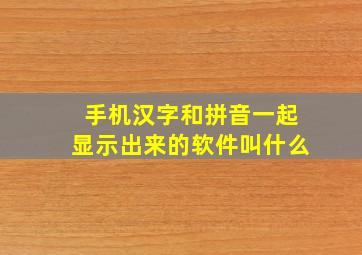 手机汉字和拼音一起显示出来的软件叫什么