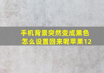 手机背景突然变成黑色怎么设置回来呢苹果12