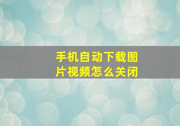 手机自动下载图片视频怎么关闭