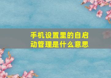 手机设置里的自启动管理是什么意思