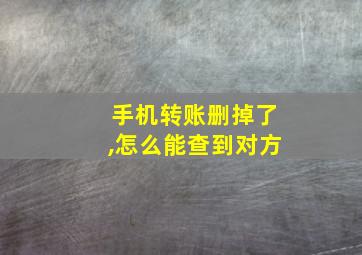 手机转账删掉了,怎么能查到对方