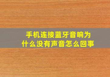 手机连接蓝牙音响为什么没有声音怎么回事