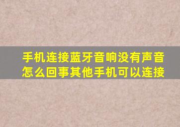 手机连接蓝牙音响没有声音怎么回事其他手机可以连接