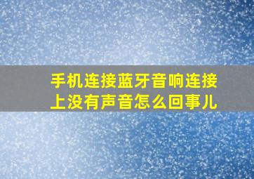 手机连接蓝牙音响连接上没有声音怎么回事儿