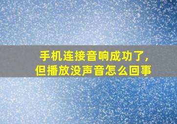 手机连接音响成功了,但播放没声音怎么回事