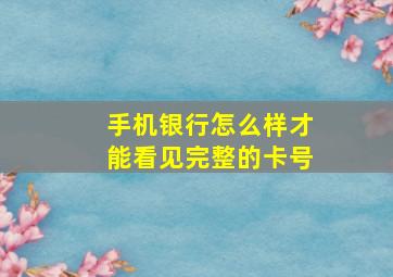 手机银行怎么样才能看见完整的卡号