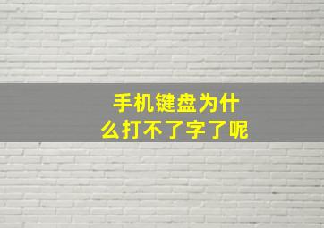 手机键盘为什么打不了字了呢