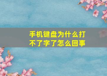 手机键盘为什么打不了字了怎么回事