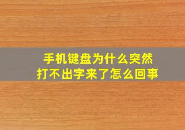 手机键盘为什么突然打不出字来了怎么回事