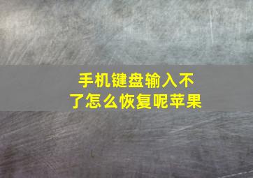 手机键盘输入不了怎么恢复呢苹果