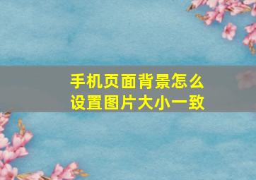 手机页面背景怎么设置图片大小一致