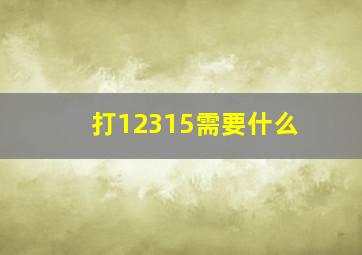 打12315需要什么