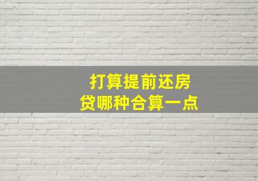 打算提前还房贷哪种合算一点